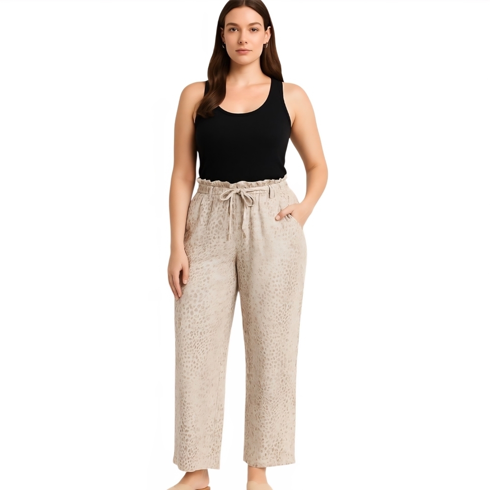 Rewash Animal Print Linen Blend Pants. Size L.